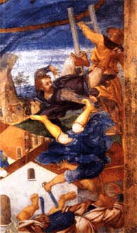 Lorenzo Lotto, La caduta degli eretici, 1524, particolare.